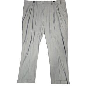 Roundtree & Yorke TravelSMART Pants Mens 44x30 Gray Pleated Cuffed Big & Tall